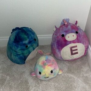 squishmallows tie dye plush lot damien Lola Natalie dinosaur unicorn narwhal